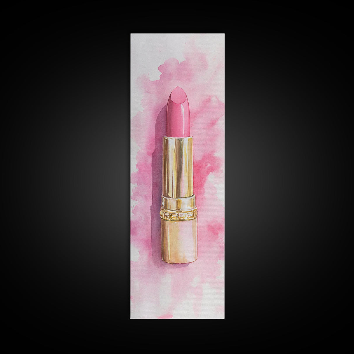 Pink Lipstick Canvas Print Feminine Pink Abstract Art Light Pink Wall Art Whimsical Art Rustic Decor Vertical Gift Idea Above Sofa