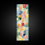 Stained Glass Mosaic Framed Canvas Print Vibrant Moroccan Wall Art Bright Geometric Long Skinny Living Room or Bedroom Decor