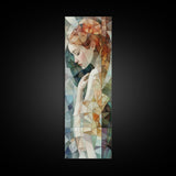Woman in Mosaic Framed Canvas Print Chinoiserie Art Nouveau Print Goddess Art Whimsical Bedroom or Living Room Vertical Wall Art