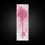 Intricate Key Art Framed Canvas Print Light Pink Wall Art Rustic Decor Minimalist Art Tall Skinny Art Above Couch Art Gift Idea