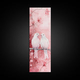 Lovebirds Canvas Print Cherry Blossom Pink Art Romantic Wall Decor Feminine Aesthetic Whimsical Gift Idea Bedroom Art