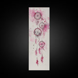 Dreamcatcher Pink Feathers Framed Canvas Print Boho Wall Art Minimalist Long Narrow Art Bedroom Decor Vertical Dorm Wall Art