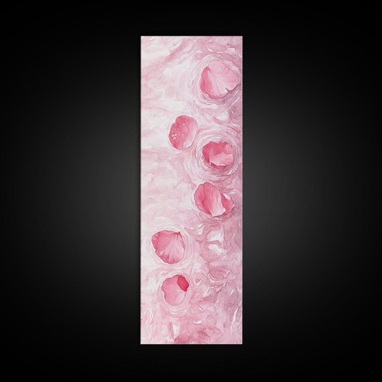 Floating Rose Petals in Water Canvas Print, Light Pink Wall Art, Botanical Nature Decor, Whimsical Aesthetic Bedroom or Living Room Art