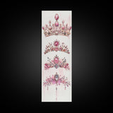 Royal Pink Tiara Framed Canvas Print Princess Gemstone Painting Feminine Wabi Sabi Art Vertical Wall Art Elegant Home Decor