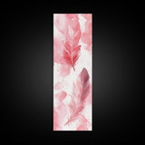 Elegant Feather Art Framed Canvas Print Boho Wabi Sabi Decor Vertical Wall Art Minimalist Feather Design Light Pink Wall Art