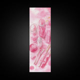 Pastel Pink Beauty Tools Canvas Print Feminine Wall Art Light Pink Bathroom Decor Makeup Lover Rustic Vertical Artwork Girly