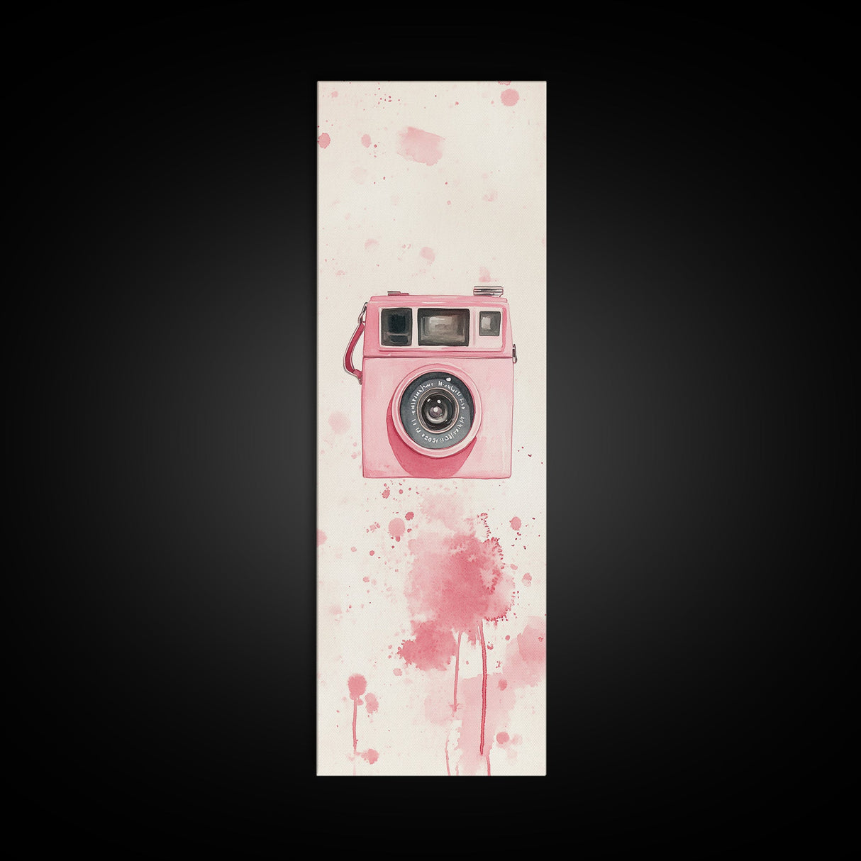 Retro Pink Camera Canvas Print Whimsical Wall Art Photography Lover Gift Living Room Art Vertical Pink Abstract Minimalist