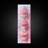 Pink Cupcake Trio Canvas Print, Whimsical Kitchen Art, Rustic Light Pink Wall Art, Food Review Vertical Artwork, Gift Idea For Her