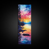 Framed Canvas Print Sunset Reflection Lake Tahoe Art Coastal Decor Nautical Painting Rustic Wall Art Living Room Art Christmas Gift