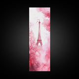Eiffel Tower Painting Framed Canvas Print Romantic Parisian Wall Art Light Pink Decor Vertical Artwork Whimsical Home Accent Art