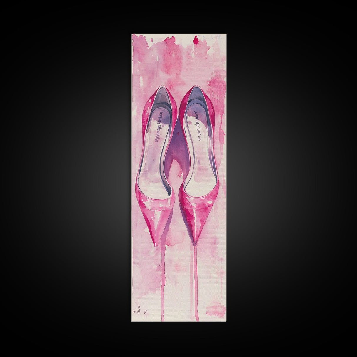 Pink Stilettos Painting Framed Canvas Print Fashion Wall Art Feminine Decor Living Room Artwork Vertical Wall Accent Gift Idea Art