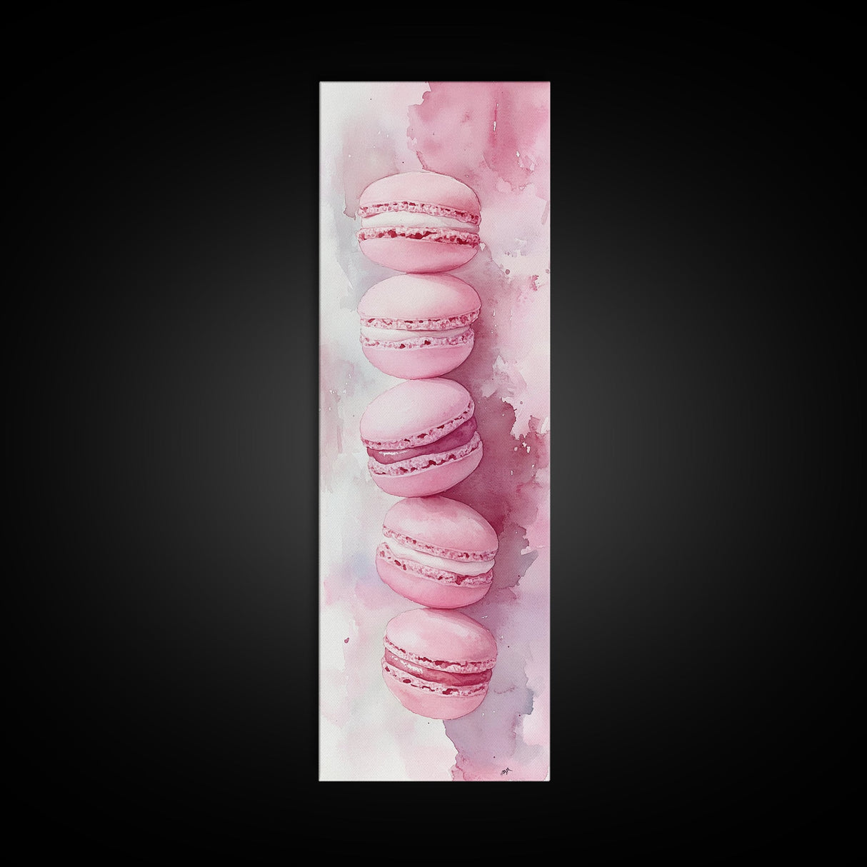 French Macaron Illustration Framed Canvas Print Pastel Kitchen Wall Art Food Art Rustic Decor Gift Idea Kitchen Home Accent Art