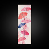 Vibrant Umbrellas Framed Canvas Print in Pink Orange Wall Art Style Perfect Whimsical Vertical Art for Dorm or Playful Decor