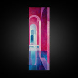 Geometric Archway Framed Canvas Print, Abstract Pink and Blue Whimsical Art, Skinny Vertical Wall Art for Modern Living Room Decor