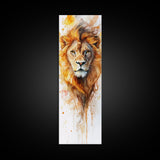 Majestic Lion Portrait Framed Canvas Print Featuring Bold African Art Style, Perfect for Rustic or Wildlife-Inspired Interiors