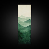 Smoky Mountain Layers Framed Canvas Print Serene Landscape Painting Green Nature Scene Above Sofa Art Living Room Decor