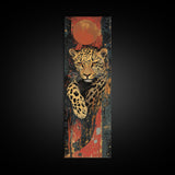 Striking Leopard Canvas Print with Abstract Background, Bold Wild Cat Wall Art, Ideal for Rustic Decor and Living Room Accent