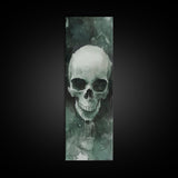 Minimalist Skull Canvas Print in Dark Green Tones, Wabi Sabi Art with Rustic Decor Style, Perfect for Unique Wall Art Accent