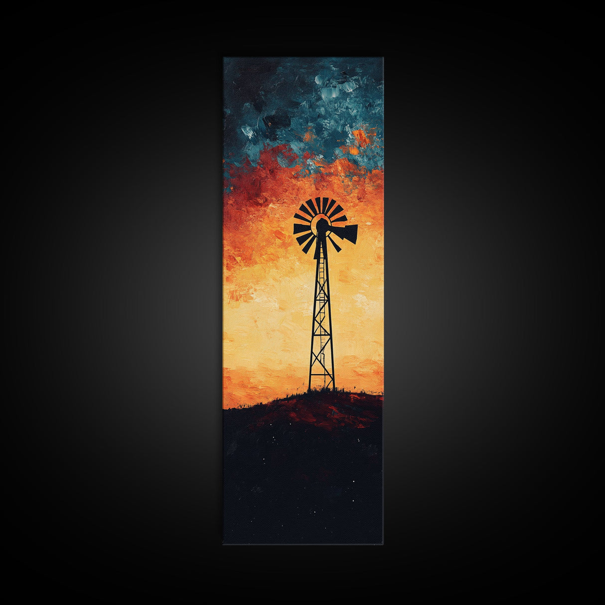 Windmill Canvas Print Southwest Wall Art, Moody Desert Sunset Artwork, Rustic Decor, Joshua Tree Inspired, Gift Idea for Her