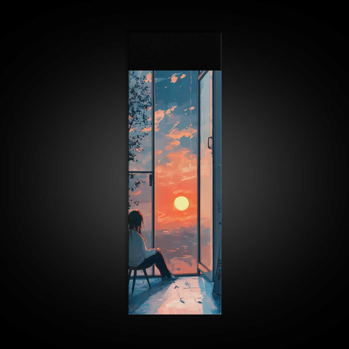 Serene Sunset Reflection Framed Canvas Print Moody Art Bedroom or Living Room Coastal Decor Horizontal Wall Painting Piece