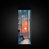 Serene Sunset Reflection Framed Canvas Print Moody Art Bedroom or Living Room Coastal Decor Horizontal Wall Painting Piece