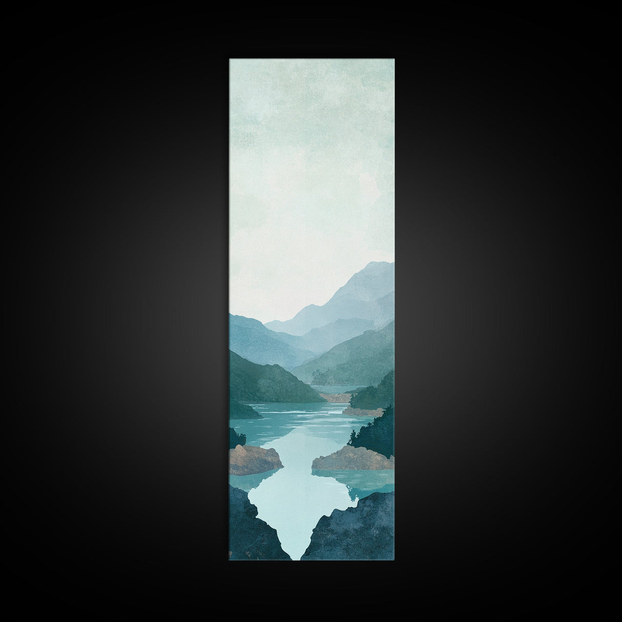 Misty River Landscape Canvas Print Smoky Mountain Art Coastal Wall Art Bedroom or Living Room Rustic Decor Panoramic Wall Piece