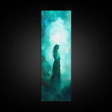 Moonlit Goddess Canvas Print Featuring Moody Woman Painting, Afrocentric Wall Art, And Above Bed Wall Art With Blue Green Hues