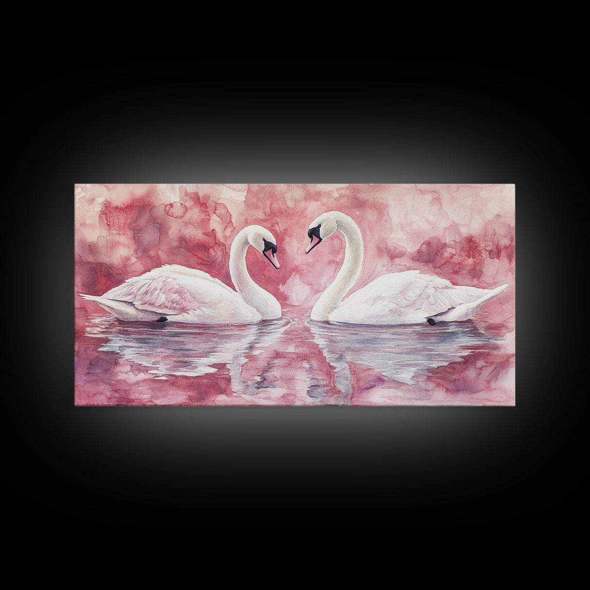 Elegant Swan Painting Framed Canvas Print Featuring Swan Painting and Moody Art Pink Wall Art Bedroom Wall Art Romantic Living Decor