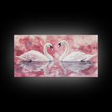 Elegant Swan Painting Framed Canvas Print Featuring Swan Painting and Moody Art Pink Wall Art Bedroom Wall Art Romantic Living Decor