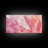 Light Feather Abstract Canvas Print, Pink and Peach Minimalist Art, Cozy Home Wall Decor, Soft Whimsical Style Living Room Artwork