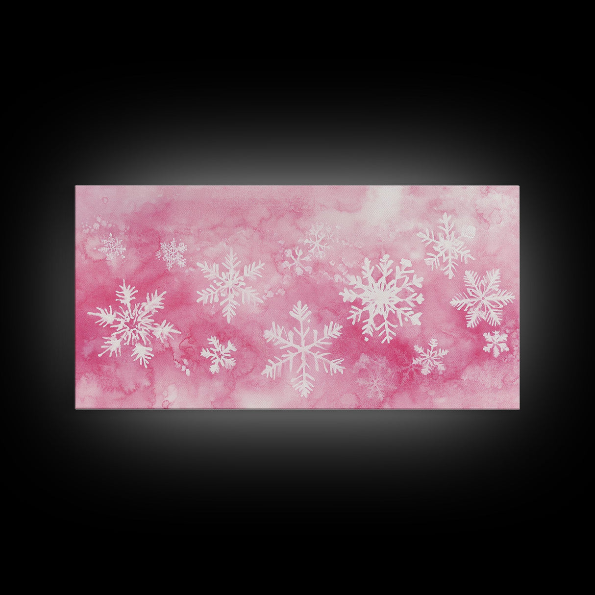 Snowflake Christmas Canvas Print, Winter Wonderland Art, Light Pink Wall Decor, Festive Holiday Artwork, Cozy Seasonal Charm Gift