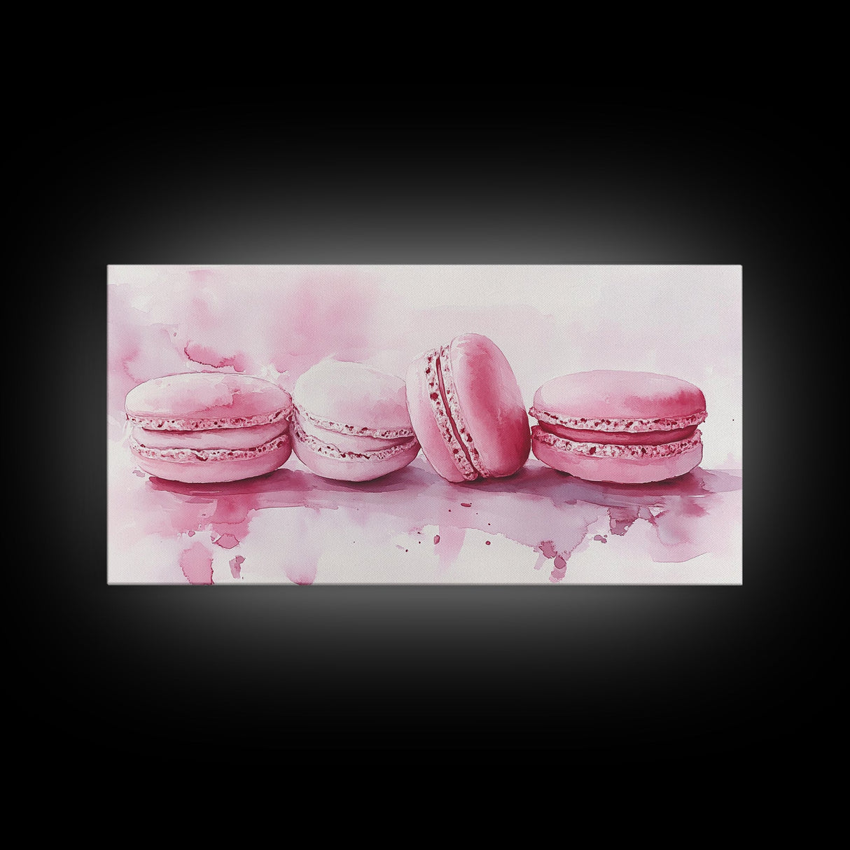 French Macaron Canvas Print | Pink Kitchen Wall Art | Food Inspired Artwork | Framed Pastel Dessert Art | Unique Dining Room Decor