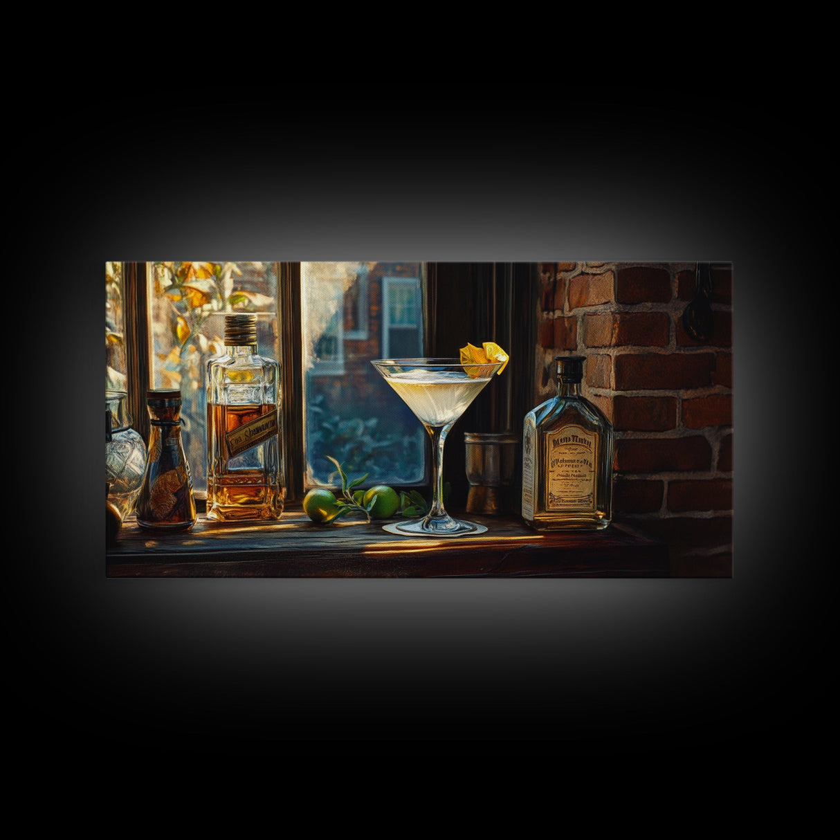 Rustic Martini Art Framed Canvas Print - Cozy Espresso Martini Wall Art - Fall Home Bar Decor - Kitchen Food Review Kitchen Art