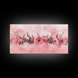 Floral Garland Canvas Print California Poppy Art Horizontal Wall Art Rustic Decor Farmhouse Style Wildflower Painting Gift Idea
