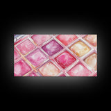 Shimmery Pink Palette Canvas Print Minimalist Makeup Art Light Pink Wall Art Dorm Room or Beauty Studio Aesthetic Gift Idea