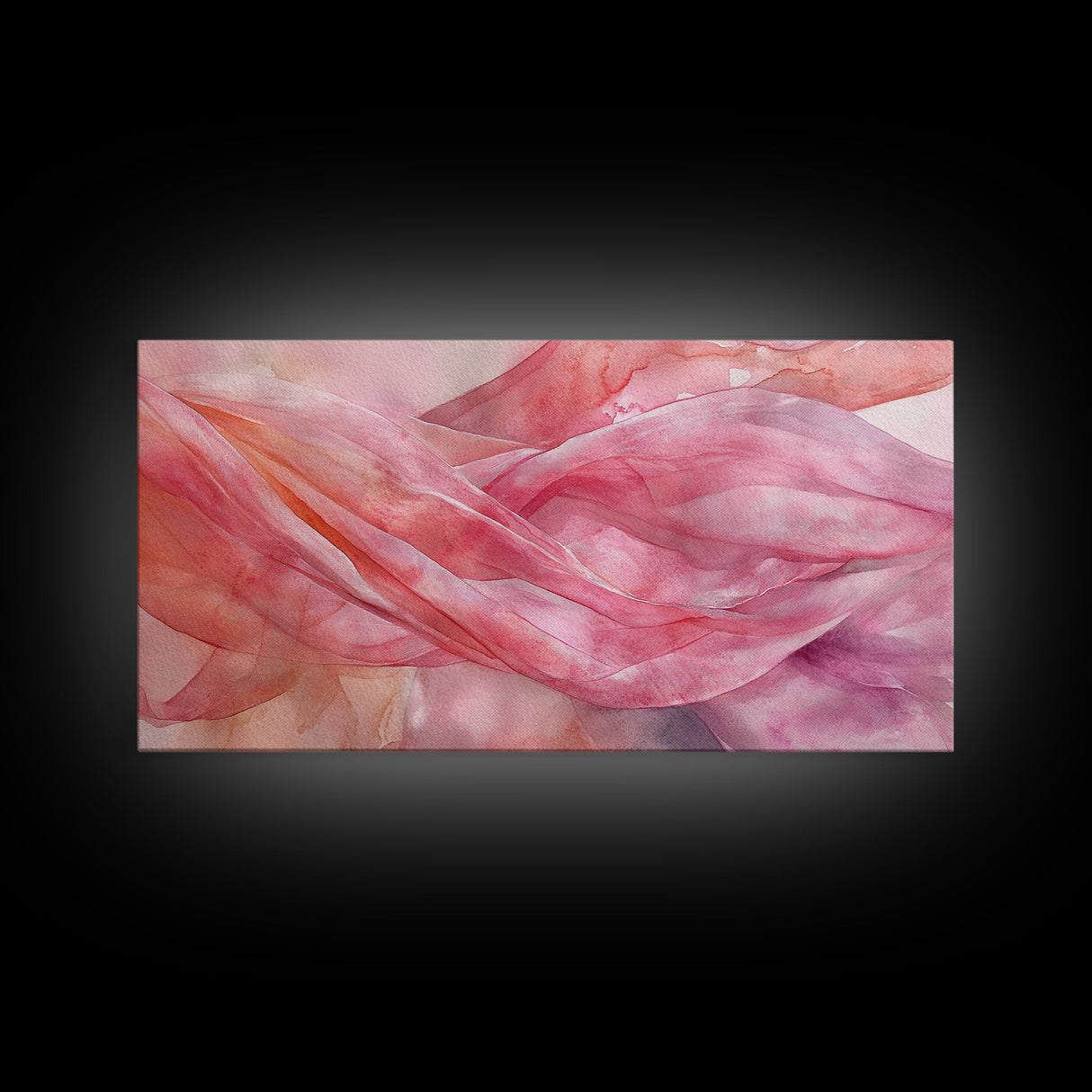Sheer Pink Fabric Abstract Painting as Light Pink Wall Art Aesthetic on Framed Canvas Print, Modern Bedroom or Living Room Accent