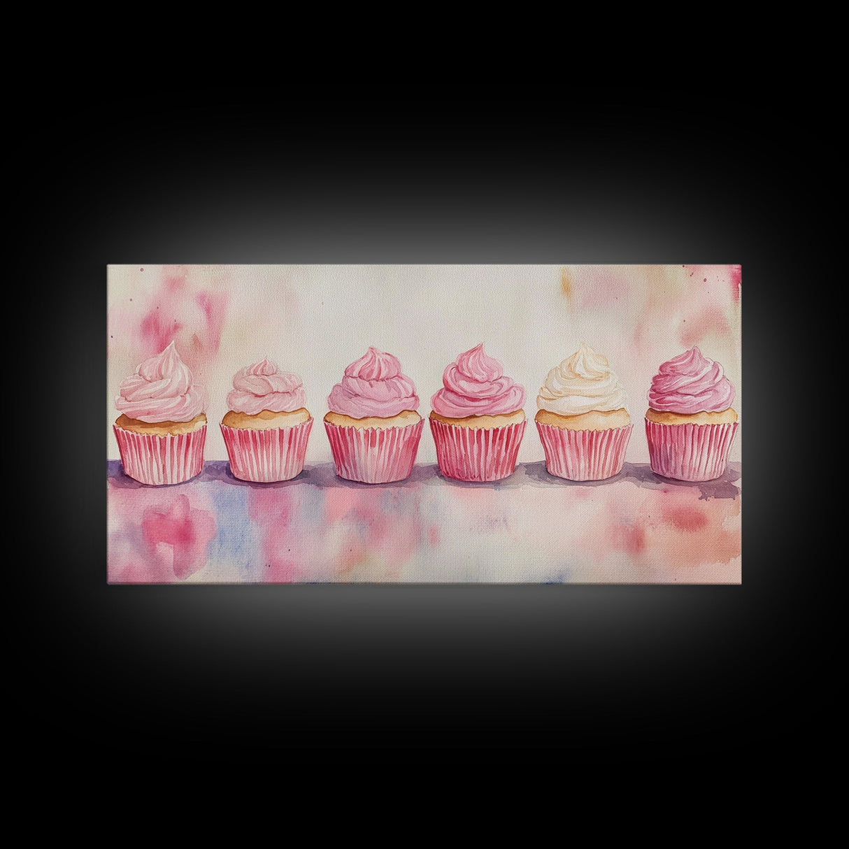Whimsical Cupcake Canvas Print Pastel Pink Kitchen Art Light Pink Wall Art Food Review Kitchen Decor Gift Idea For Her