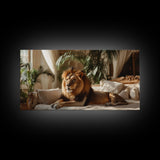 Vibrant Lion Wall Art Framed Canvas Print With Rustic Decor Perfect Above Sofa Living Room Art Gift Idea Wild Elegance Home Decor