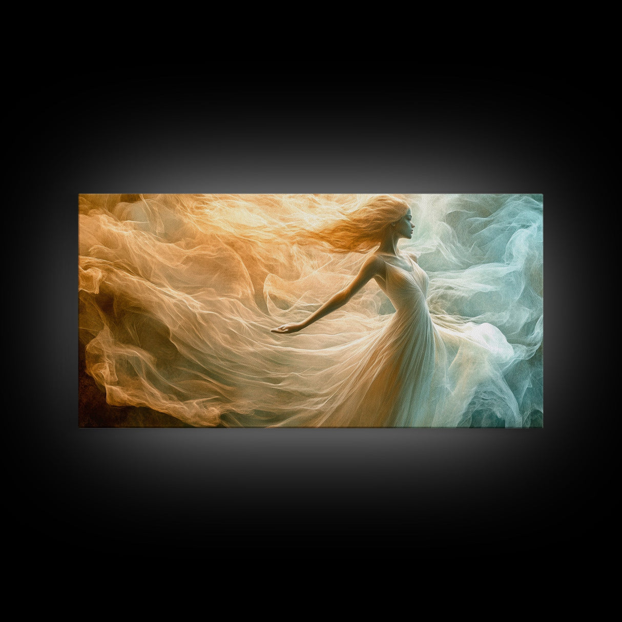 Flowing Fabric Spirit Framed Canvas Print, Zen Wall Art, Yoga Art, Goddess Art Print, Moody Art, Boho Wall Art, Pink Wall Art, Vertical Wall Art