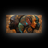 Abstract African Faces Framed Canvas Print, Afrocentric Wall Decor, Moody African Art, Geometric Bold Bedroom Art Gift Idea
