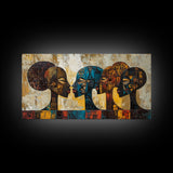 Afrocentric Geometric Art Framed Canvas Print, African Wall Decor, Bold Living Room Art, Unique Therapy Gift Idea Him Her