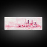 Makeup Art Canvas Print Featuring Lipstick and Nail Polish, Pink Abstract Wall Art for Bedroom or Bathroom Decor, Feminine Gift