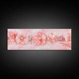 Cherry Blossom Canvas Print with Delicate Pearl Accents, Romantic Light Pink Wall Art for Bedroom or Coastal Wedding Decor