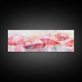 Umbrella Canvas Print Featuring Light Pink Abstract Art, Boho Minimalist Decor, Romantic Living Room or Guest Room Coastal Wall Art