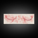 Koi Fish Canvas Print Light Pink Wall Art Whimsical Art Bedroom Decor Living Room Art Cottagecore Aesthetic Horizontal Wall Art