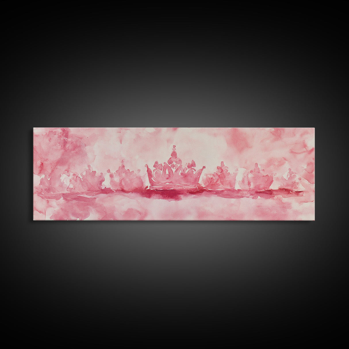 Pink Crown Canvas Print Minimalist Art Abstract Pink Wall Art Light Pink Bedroom Decor Princess Aesthetic Whimsical Art Wall Art