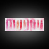 Pink Abstract Art Framed Canvas Print Featuring Lip Gloss Collection, Feminine Living Room Artwork, Boho Dorm Decor Gift Idea