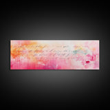 Abstract Script Canvas Print Pink Orange Wall Art Light Pastel Decor Modern Bedroom Artistic Boho Minimalist Horizontal Art