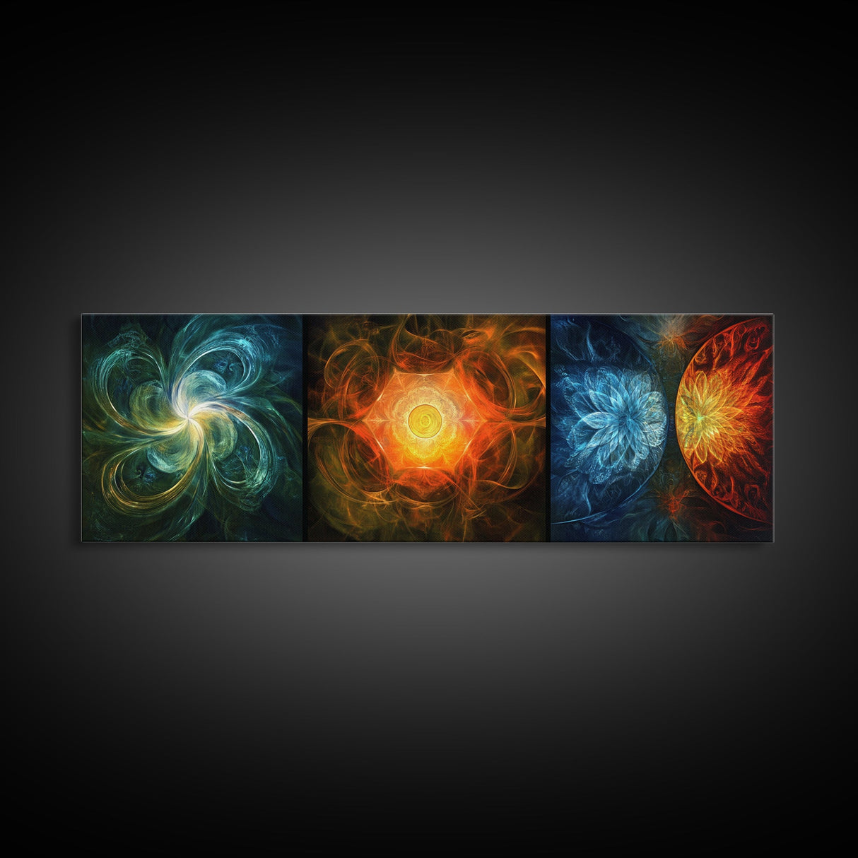 Radiant Mandala Canvas Print Sacred Geometry Art Wildflower Painting Bold Statement Wall Art Bedroom Modern Living Room Decor
