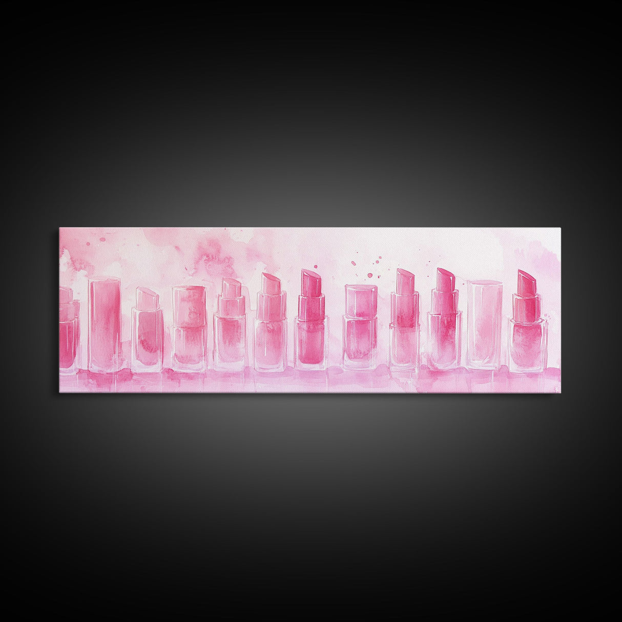Pink Lipstick Wall Art, Canvas Print, Feminine Beauty Decor, Whimsical Art, Perfect Gift Idea, Above Desk Artwork, Makeup Room Style